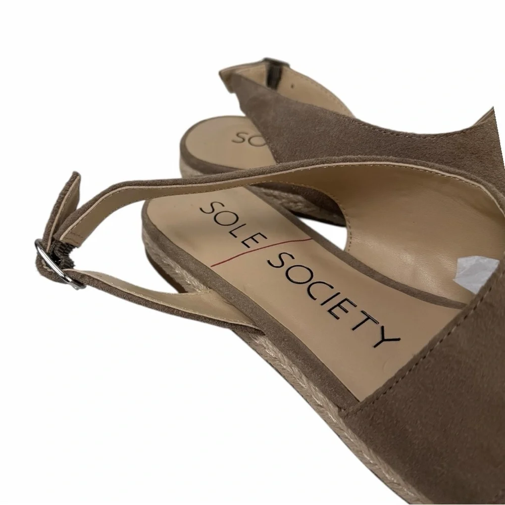 NWOB Sole Society Dolven Dune Suede Leather Back Strap Sandal In Brown Size 9M